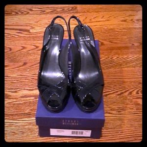Stuart weitzman navy platform shoes